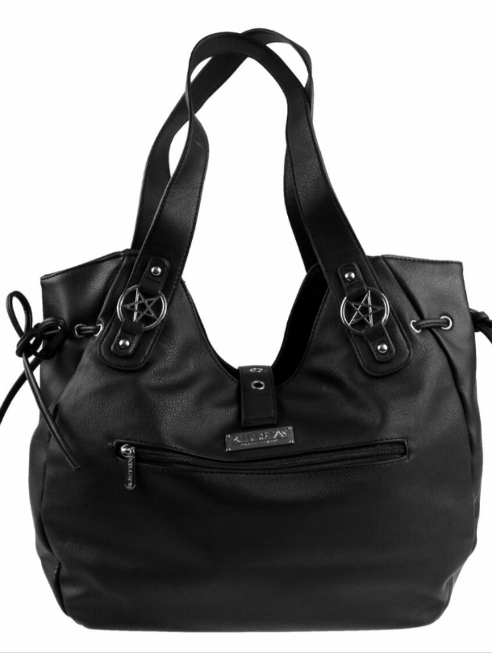 Killstar Killjoy Black Faux Leather Goth Bag w/Pentagram & Corset Accents - Picture 9 of 12